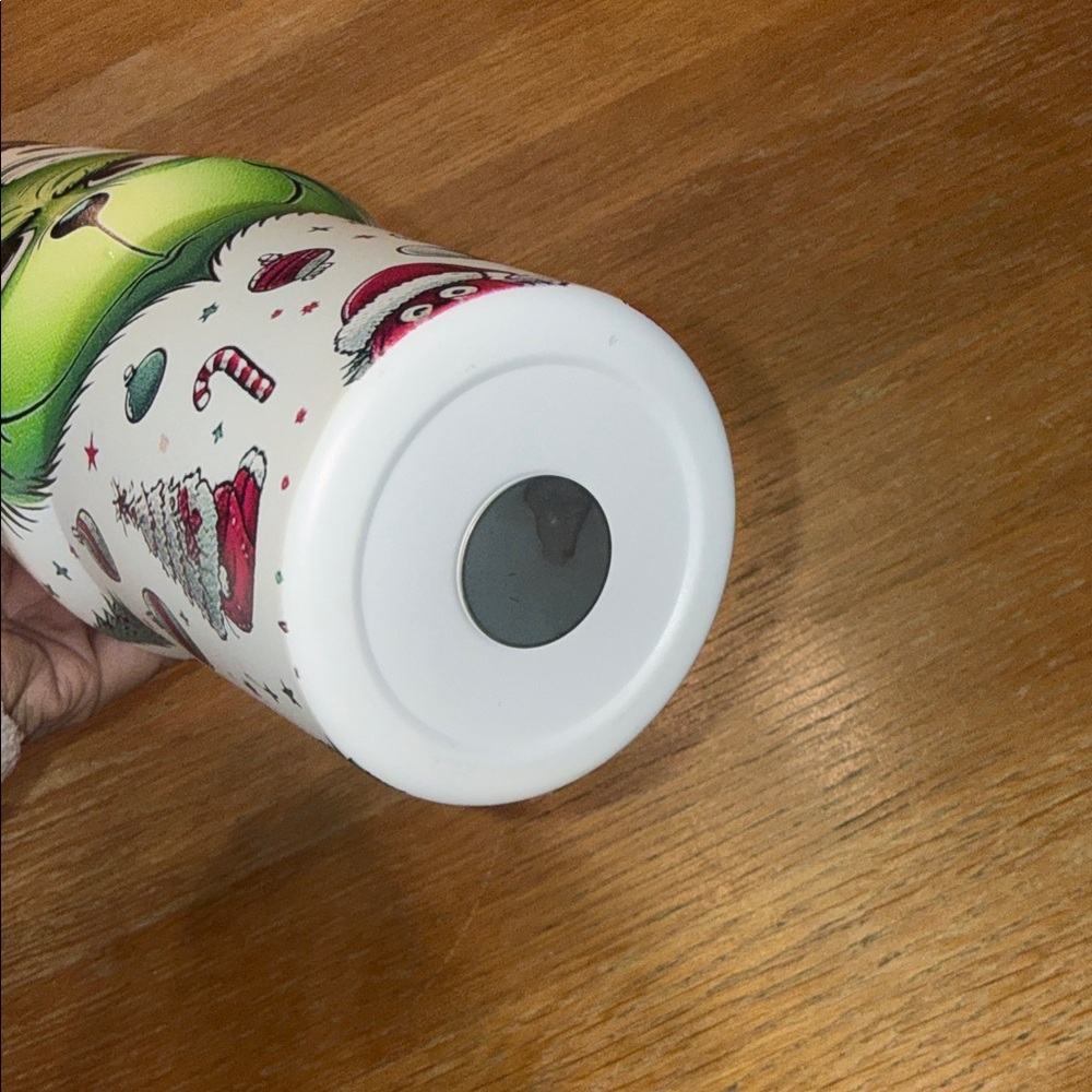 Holiday Themed Grinch Travel Mug with Handle - Picture 4 of 6